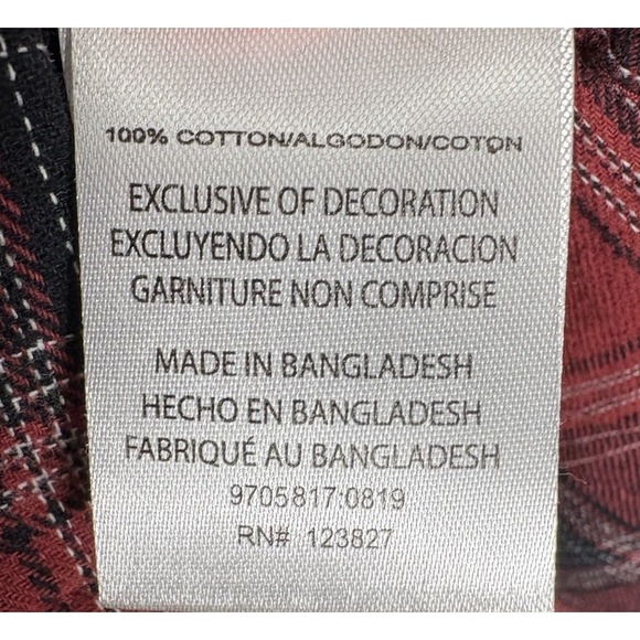 Tallwoods Bruno Milano Red Plaid Flannel Button Up‎ Men's Size Small - Picture 8 of 8